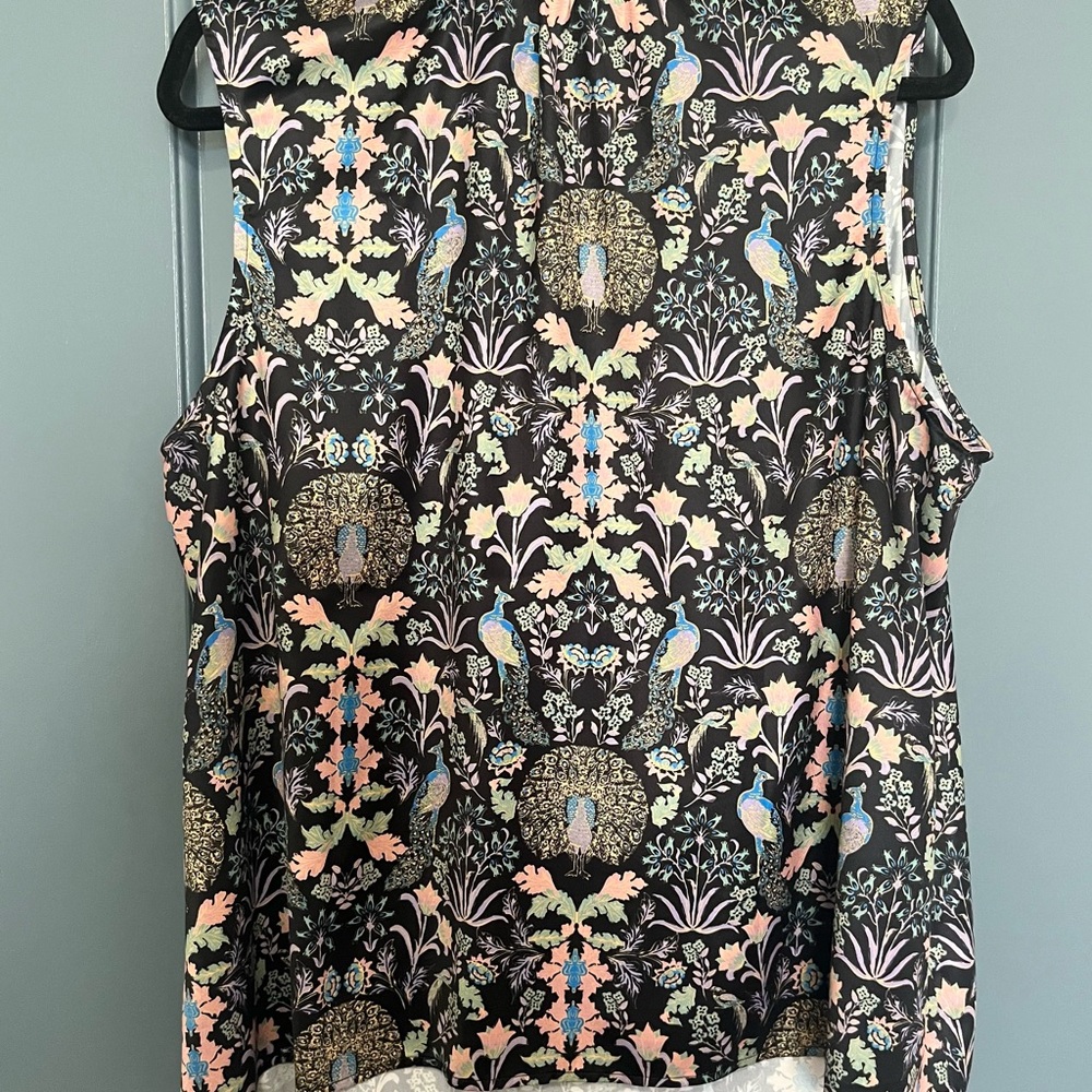 Modcloth Peacock Print Sleeveless Blouse Plus Size 2x - Picture 5 of 5